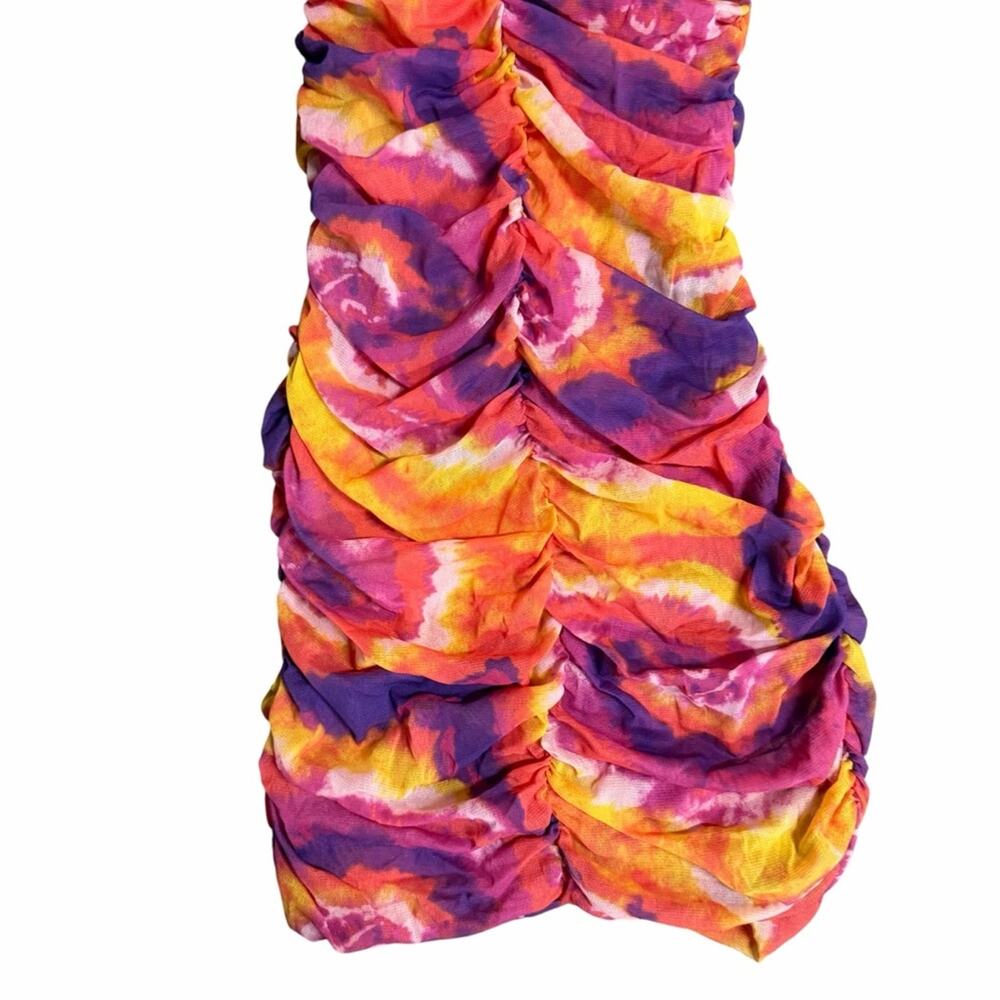 NEW Urban Outfitters Kailua Ruched Watercolor Mini Dress Size Large - Picture 4 of 10